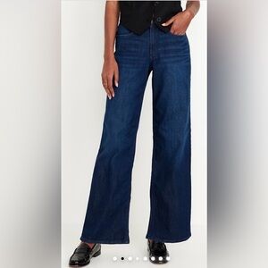 Old Navy High Rise Wide Leg Jeans Size 18 Petite Dark Blue